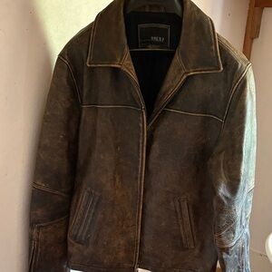 BKE Distressed Brown Leather Jacket